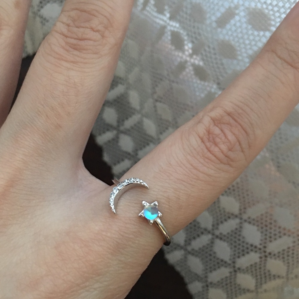 2/$30 Adjustable Moon & Star Moonstone Ring - Picture 7 of 9